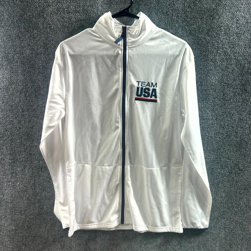 BDA Olympic Team USA Jacket Adult Medium White Sports Track Performance Full Zip